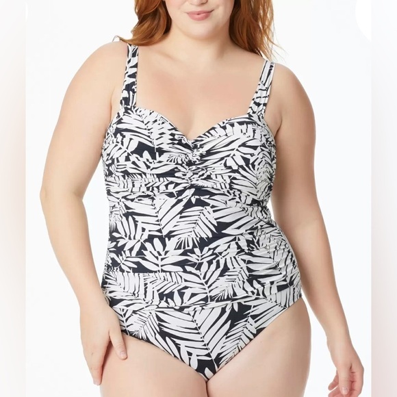 Bleu by Rod Beattie Plus Size Urban Oasis Printed One-Piece Swimsuit  16 W - Picture 1 of 13